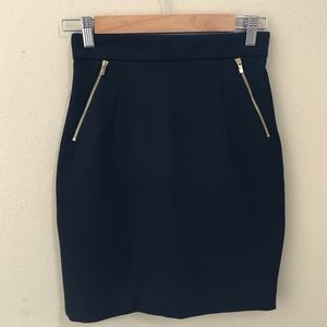 H&M Black Pencil Skirt with Gold Zippers